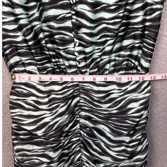 Jonathan Simkhai Ruched Zebra-Print Stretch-Silk Satin Mini Dress Size 0 NWT - Picture 6 of 12